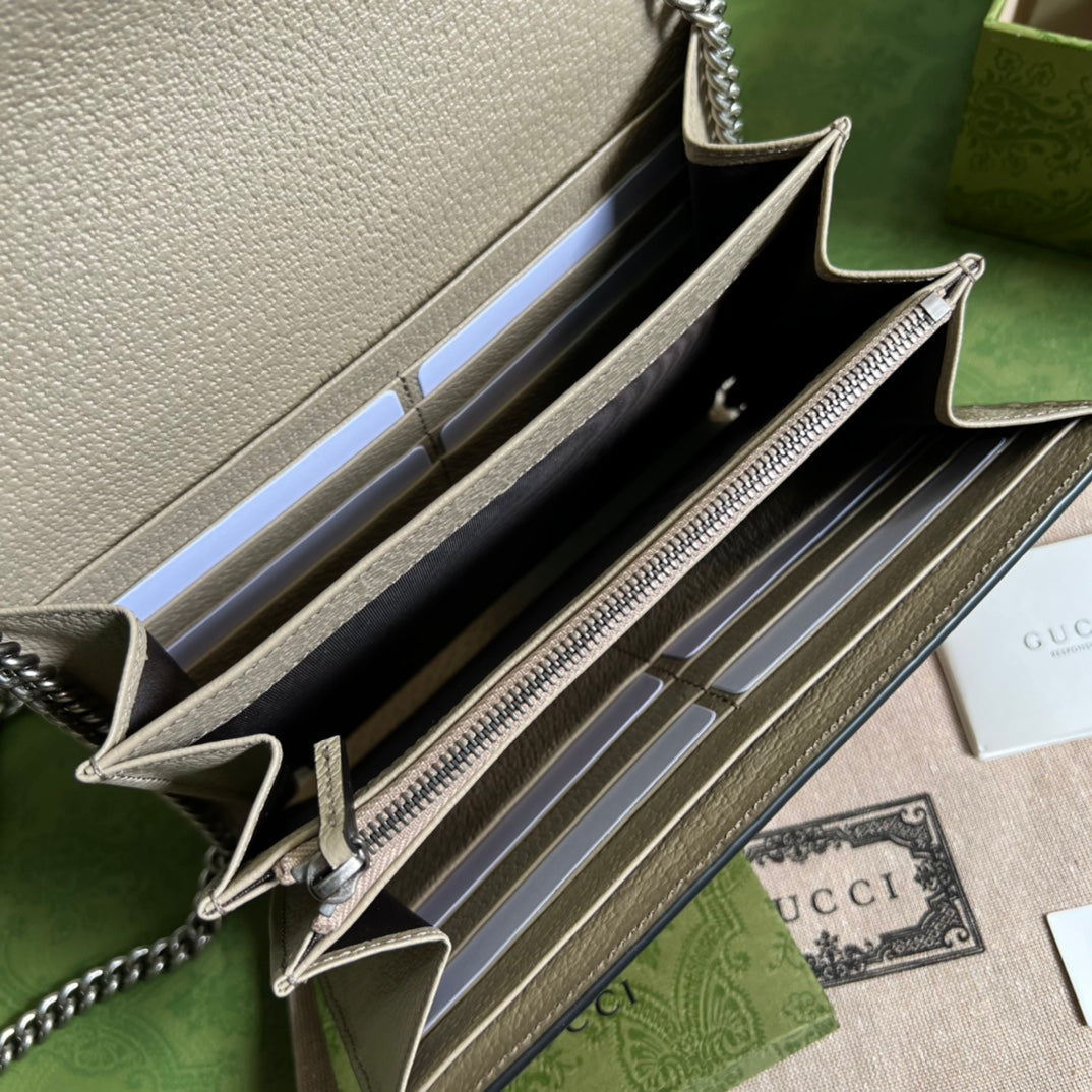 Gucci Dionysus Chain Wallet Beige and white GG Supreme canvas mysite