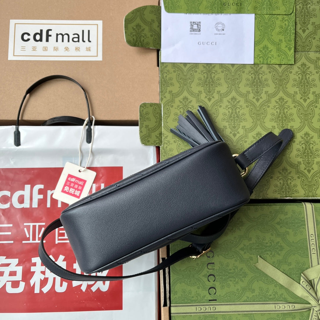 Gucci Blondie Small Shoulder Dark Blue Leather Bag - 21x15.5x5cm mysite