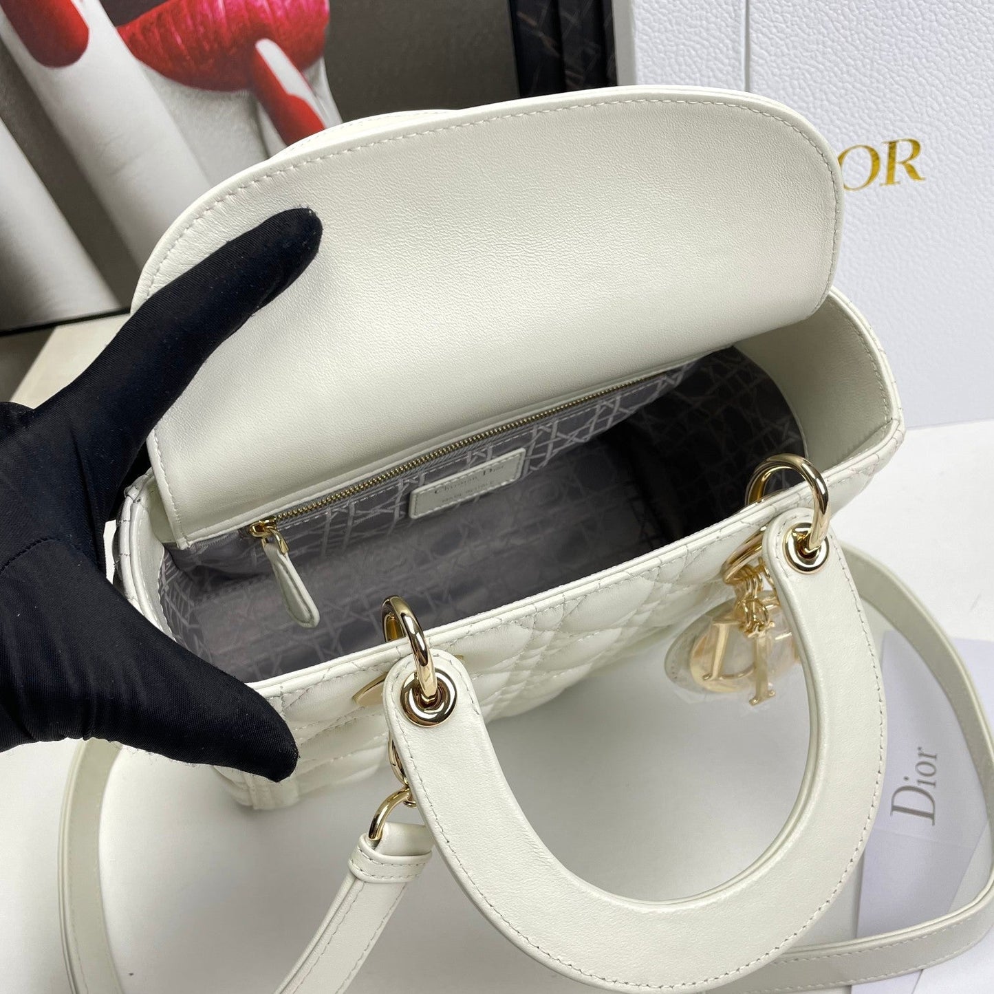 Dior Lady Medium White Bag 24cm mysite