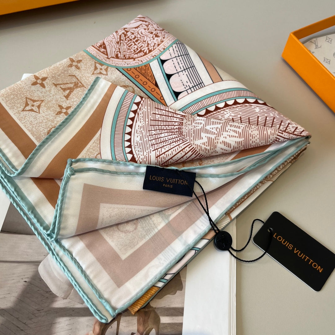 Orange printed mulberry silk square scarf mysite