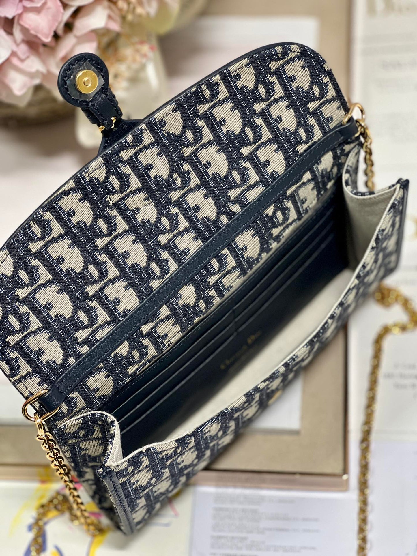 Dior Bobby Wallet on Chain East West Blue Oblique Jacquard - 21.5¡Á12¡Á4cm mysite