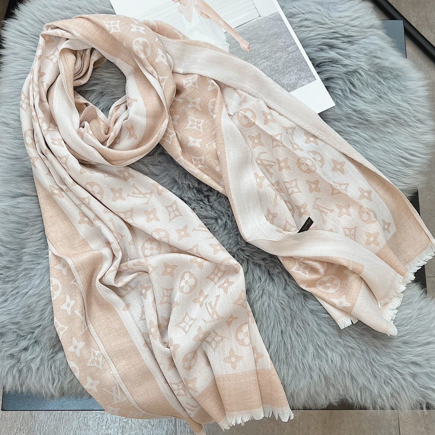 Silk Satin Fringe Monogram Scarf Shawl mysite