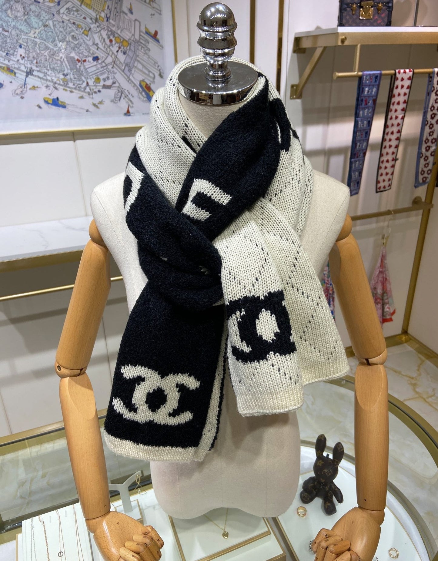 Alphanumeric pattern cashmere scarf mysite