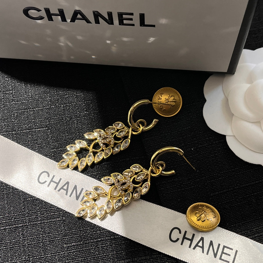 Wheat ear rhinestone pendant earrings mysite