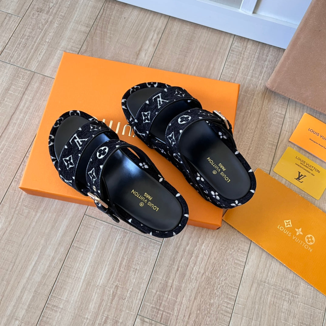 Suede Monogram Thick-Soled Slippers mysite