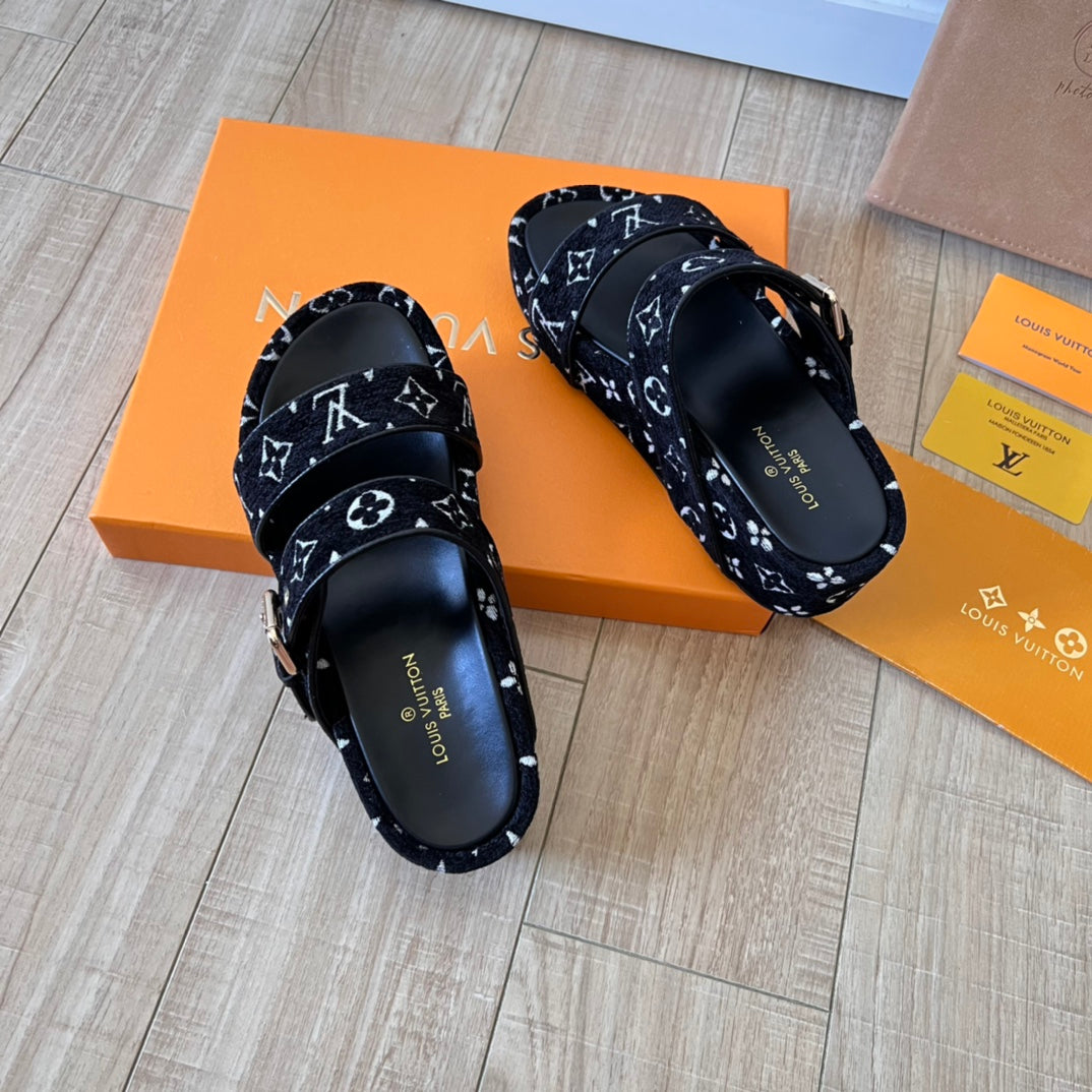 Suede Monogram Thick-Soled Slippers mysite