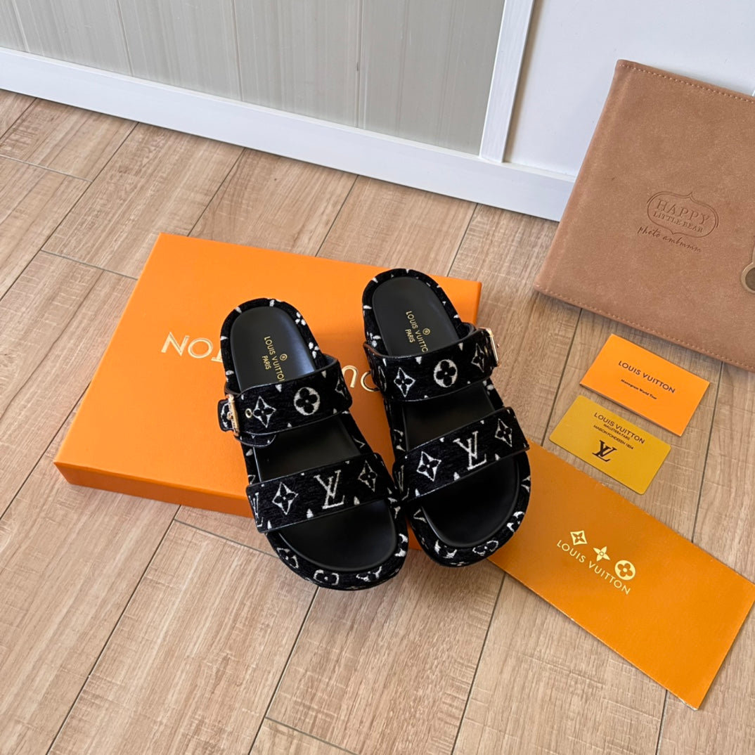 Suede Monogram Thick-Soled Slippers mysite