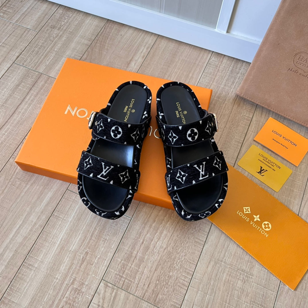 Suede Monogram Thick-Soled Slippers mysite