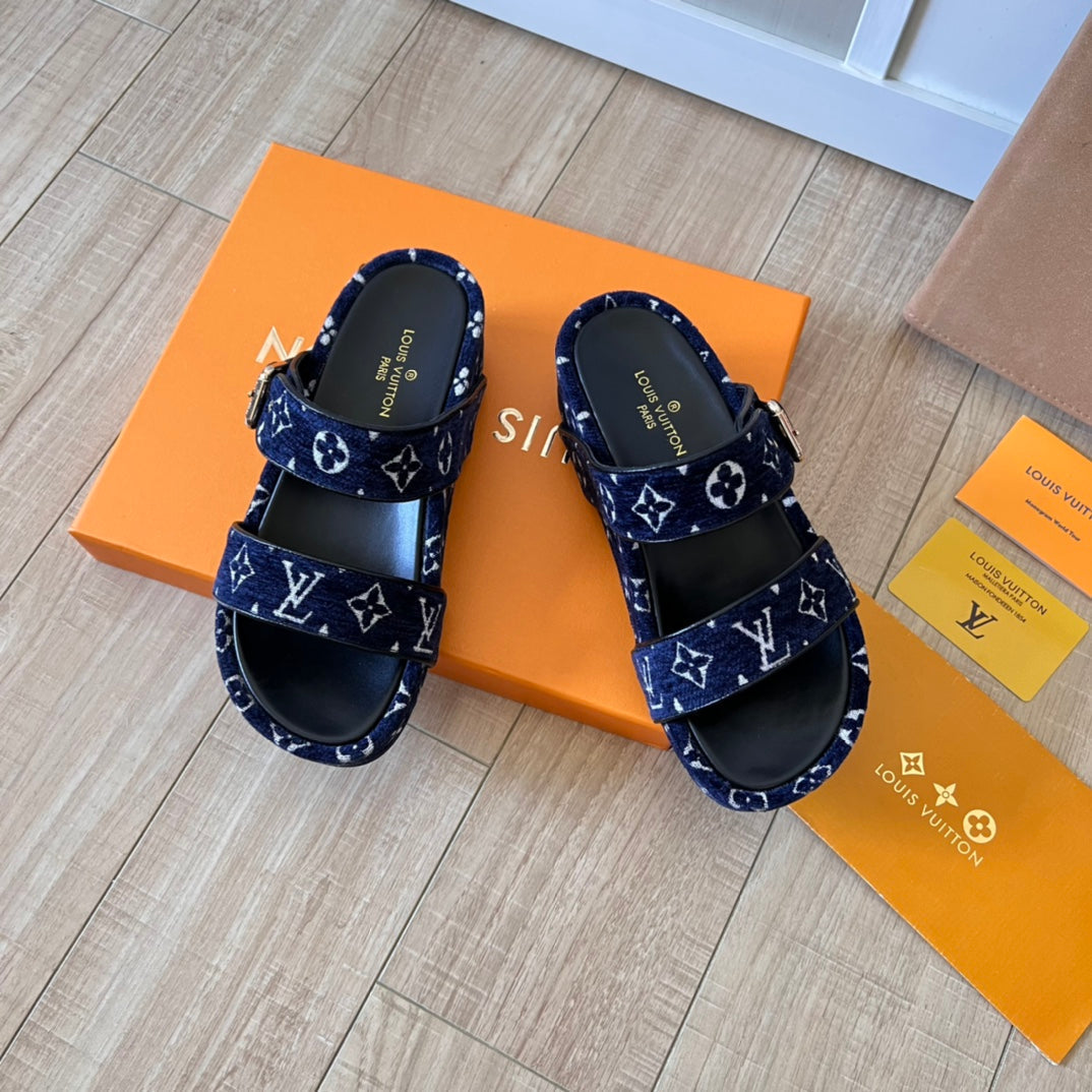 Suede Monogram Thick-Soled Slippers mysite