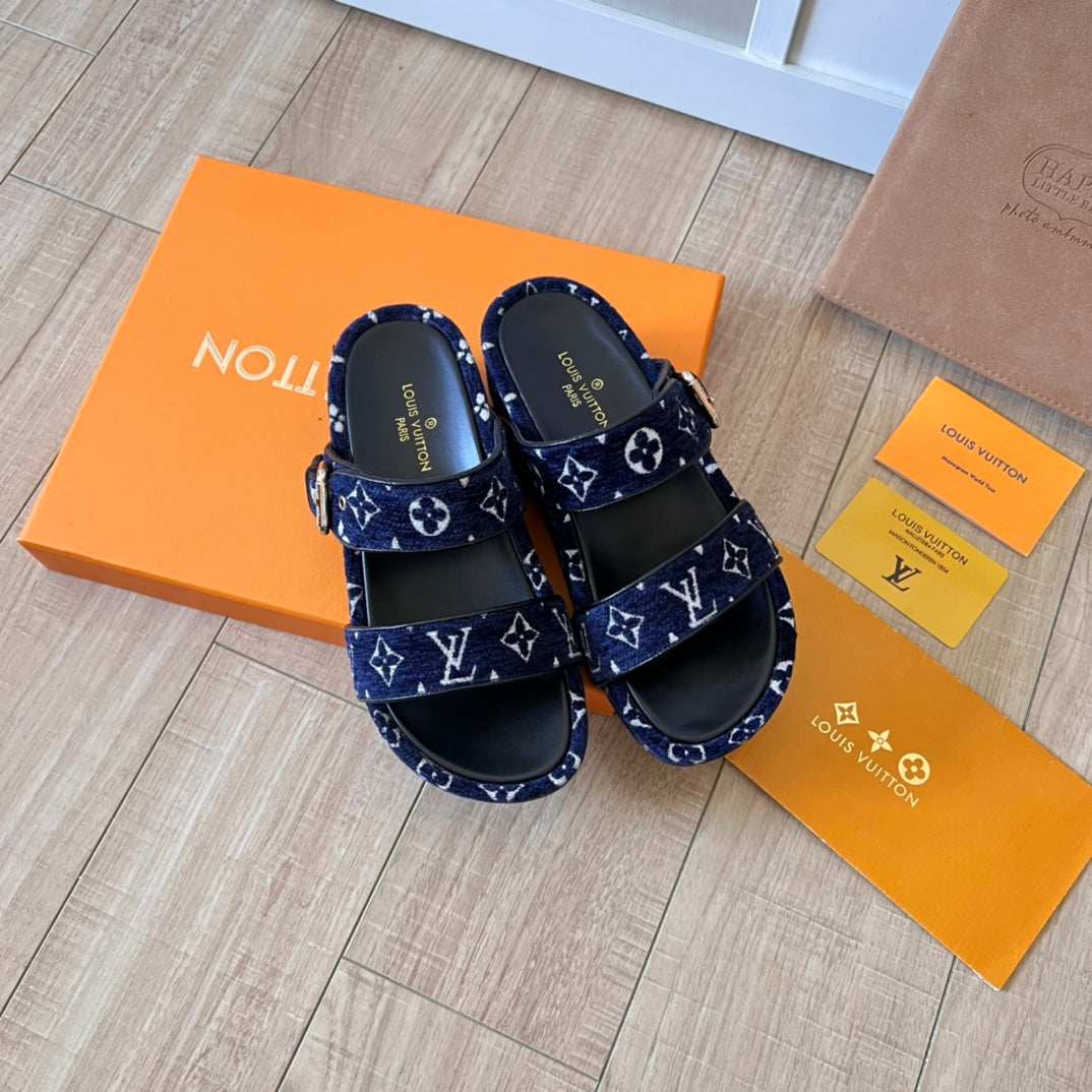 Suede Monogram Thick-Soled Slippers mysite