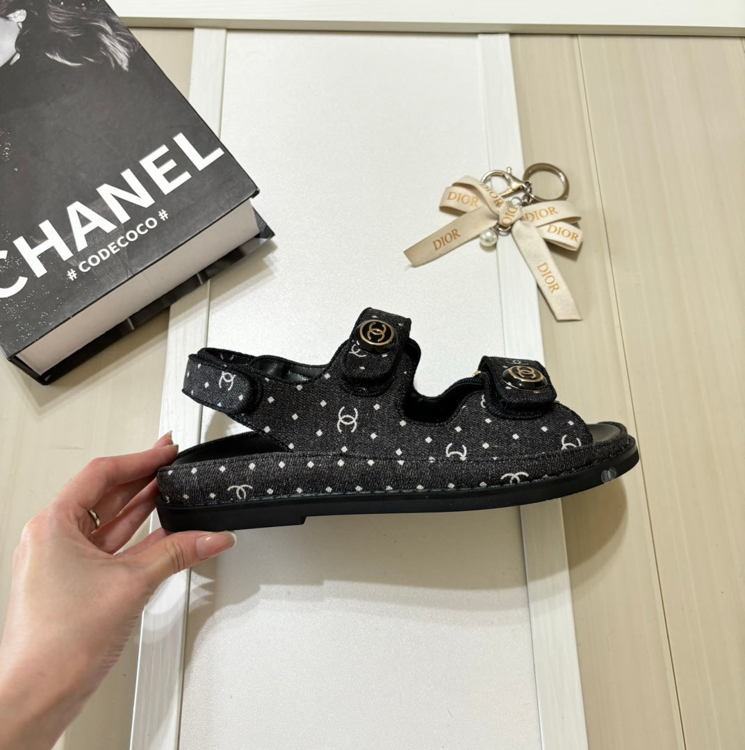 Denim Round Buckle Velcro Sandals mysite