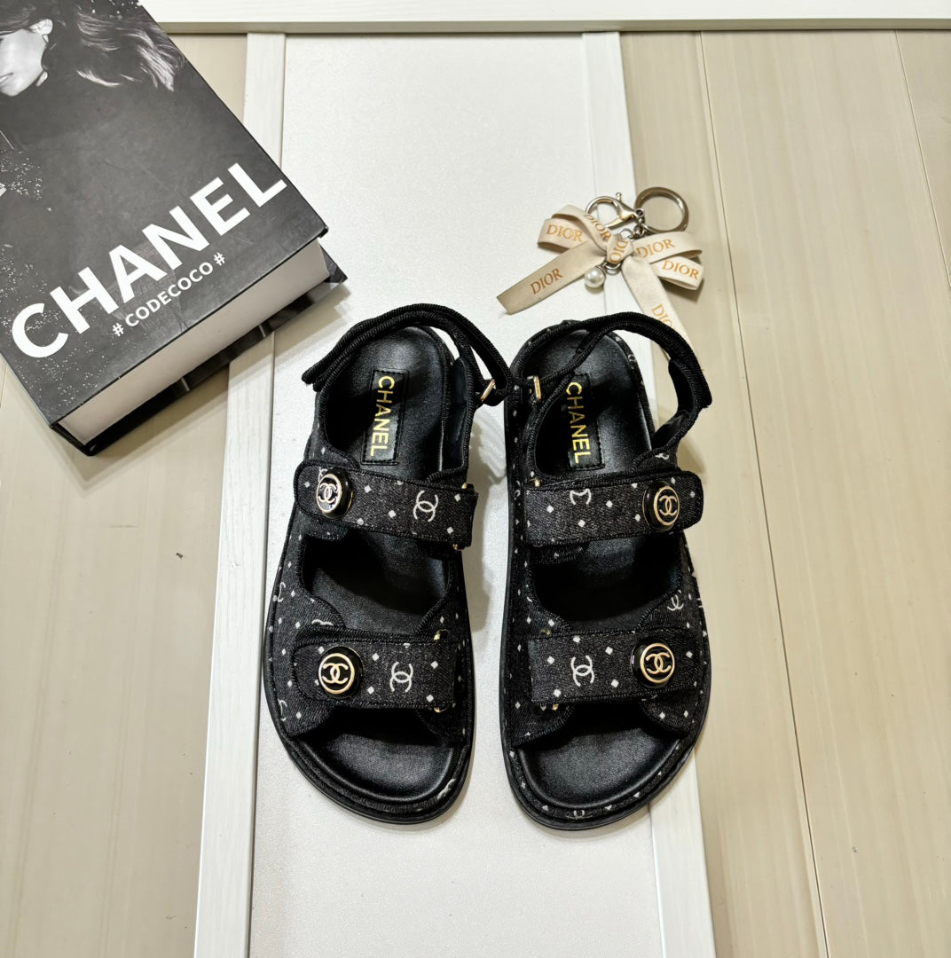 Denim Round Buckle Velcro Sandals mysite