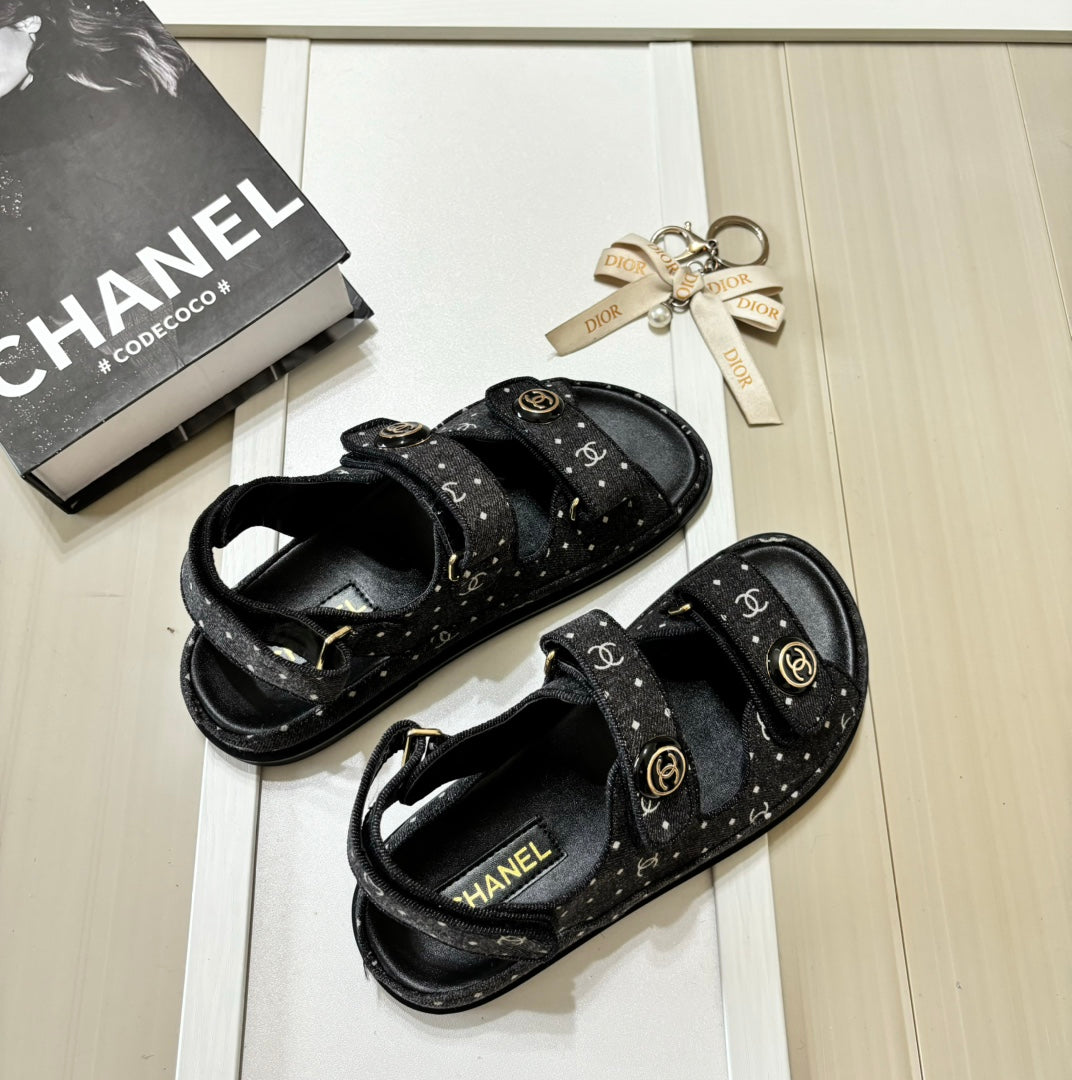 Denim Round Buckle Velcro Sandals mysite