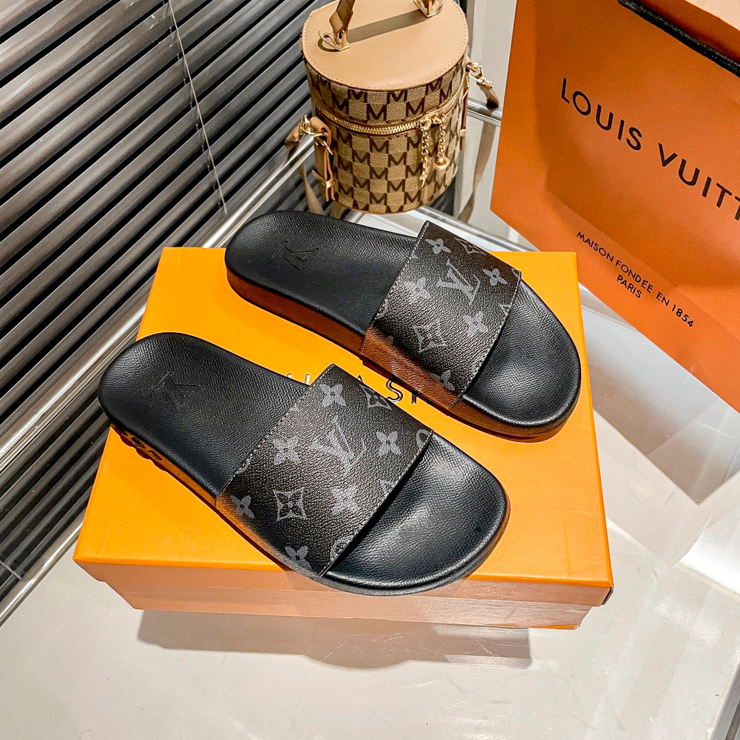 Couples Monogram& Checkerboard Flat Slippers mysite
