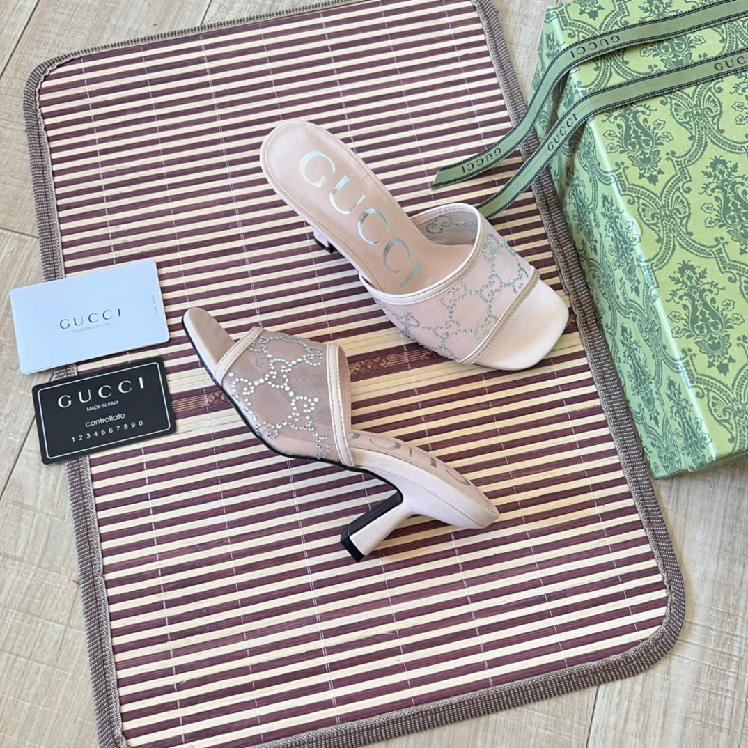 Rhinestone Mesh High-Heeled Sandals mysite