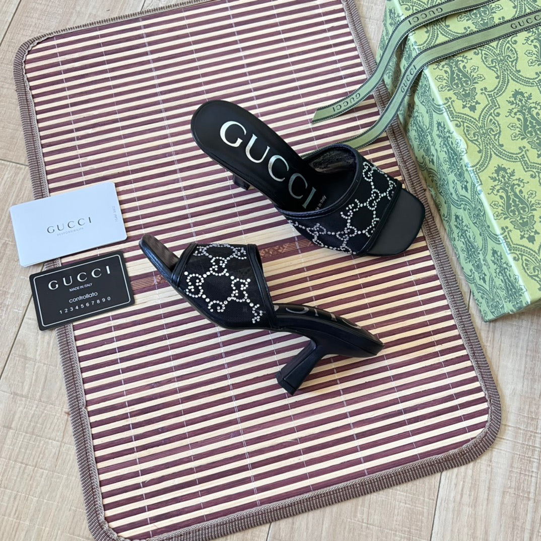 Rhinestone Mesh High-Heeled Sandals mysite