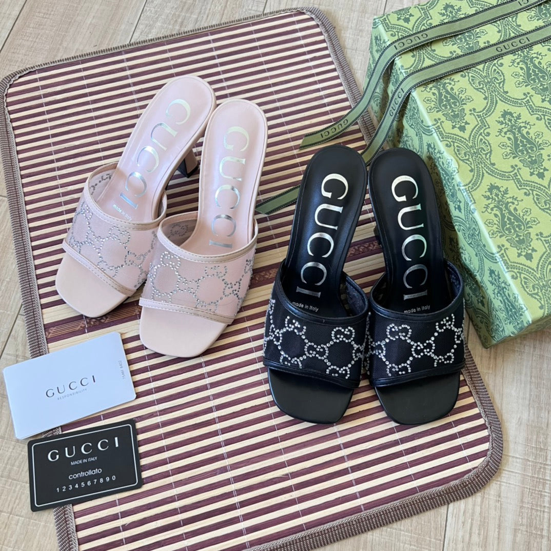 Rhinestone Mesh High-Heeled Sandals mysite