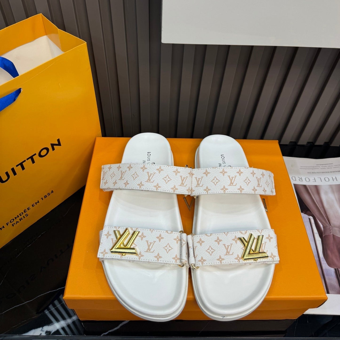 Unisex Leather Monogram Sandals mysite