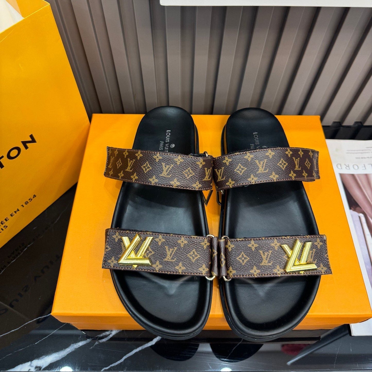 Unisex Leather Monogram Sandals mysite