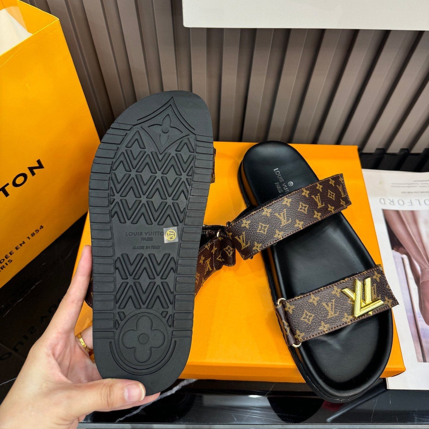 Unisex Leather Monogram Sandals mysite