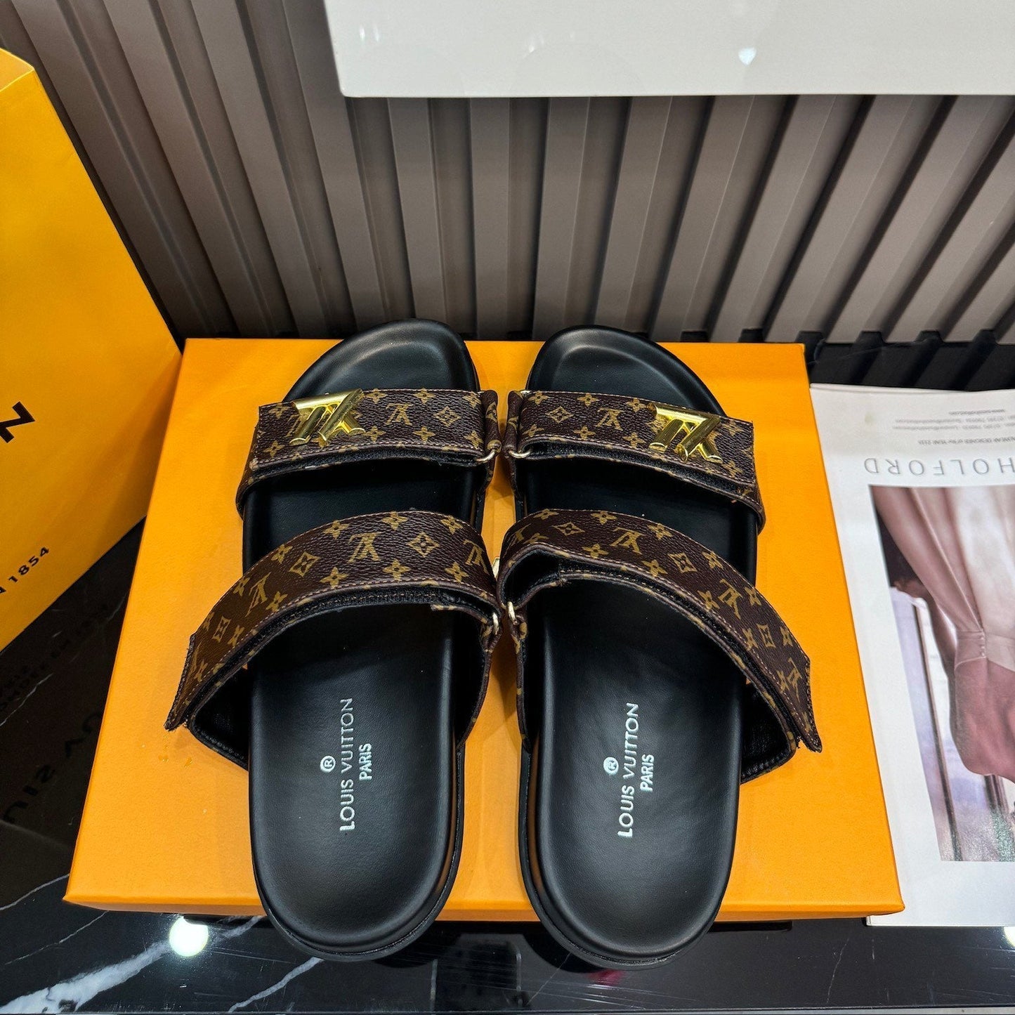 Unisex Leather Monogram Sandals mysite