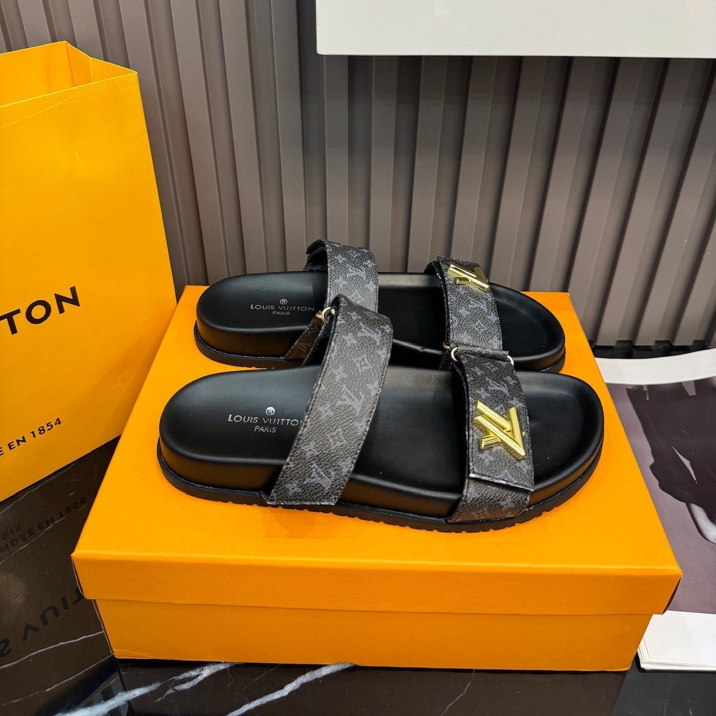 Unisex Leather Monogram Sandals mysite