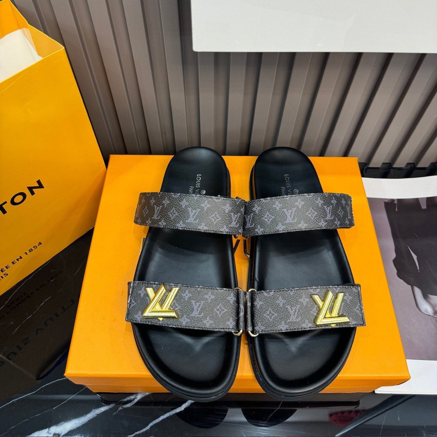 Unisex Leather Monogram Sandals mysite