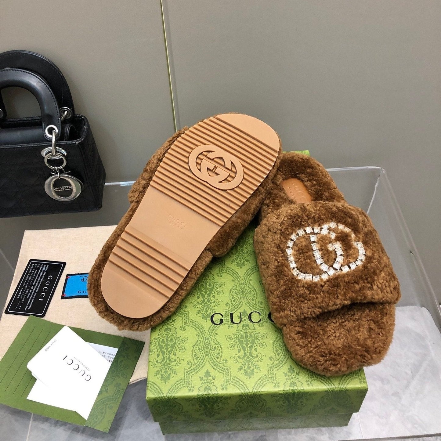 New Rhinestone Wool Slippers mysite