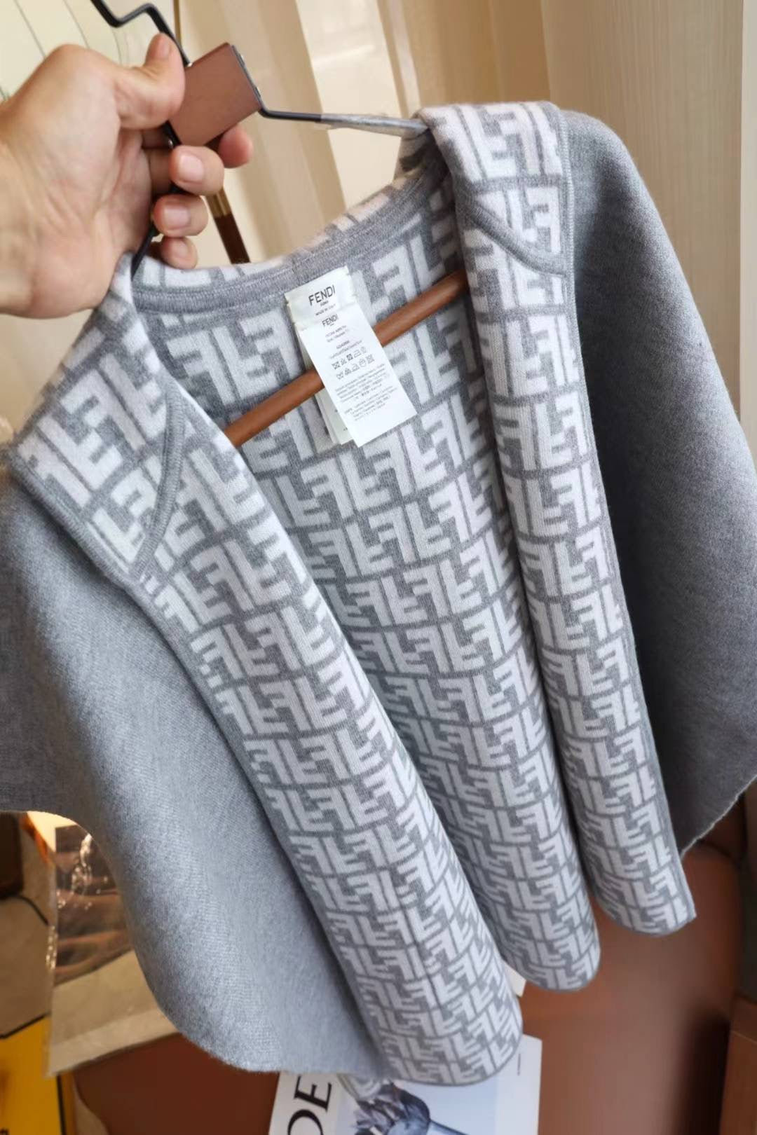 Gray Cashmere Hooded Poncho mysite