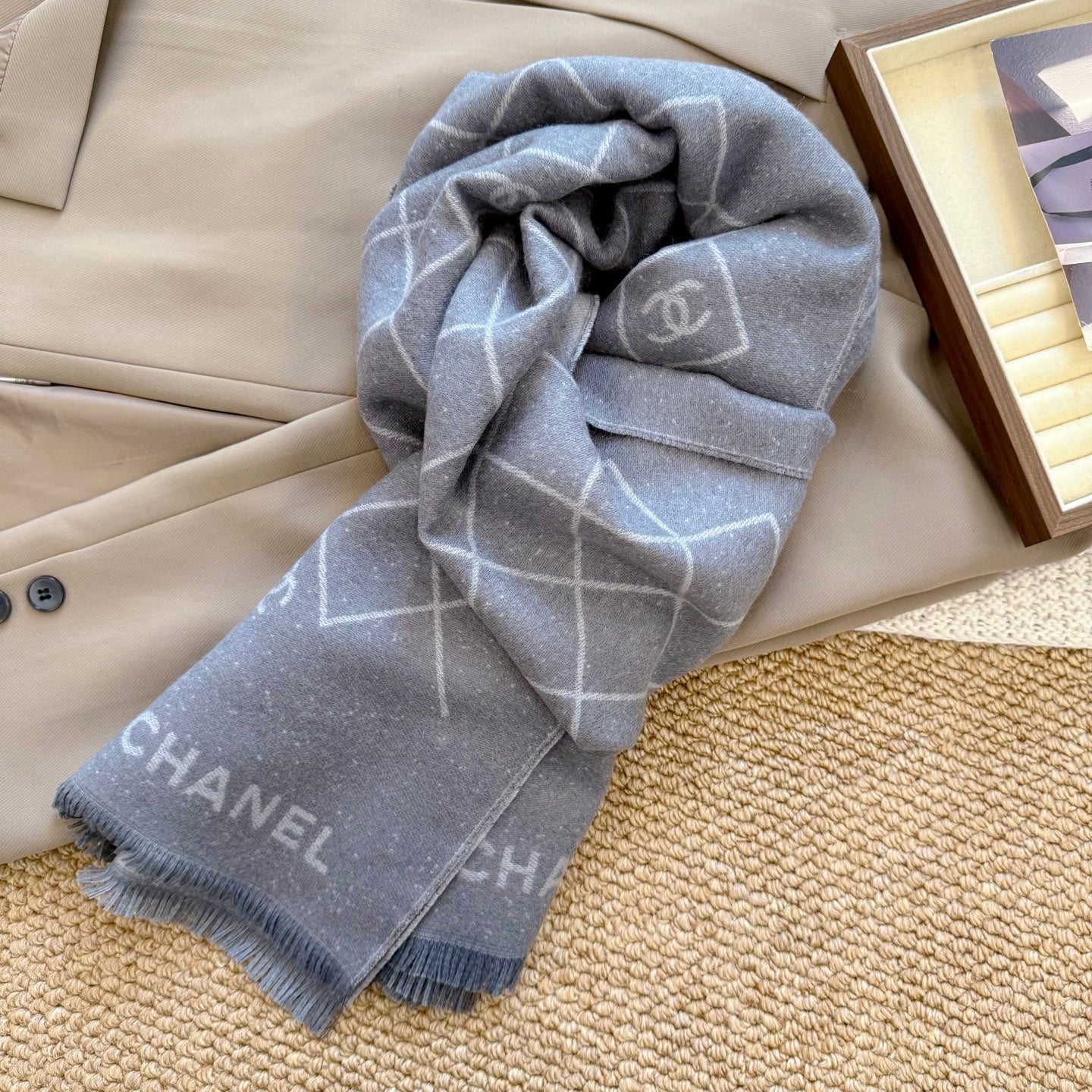 Classic diamond pattern jacquard scarf mysite