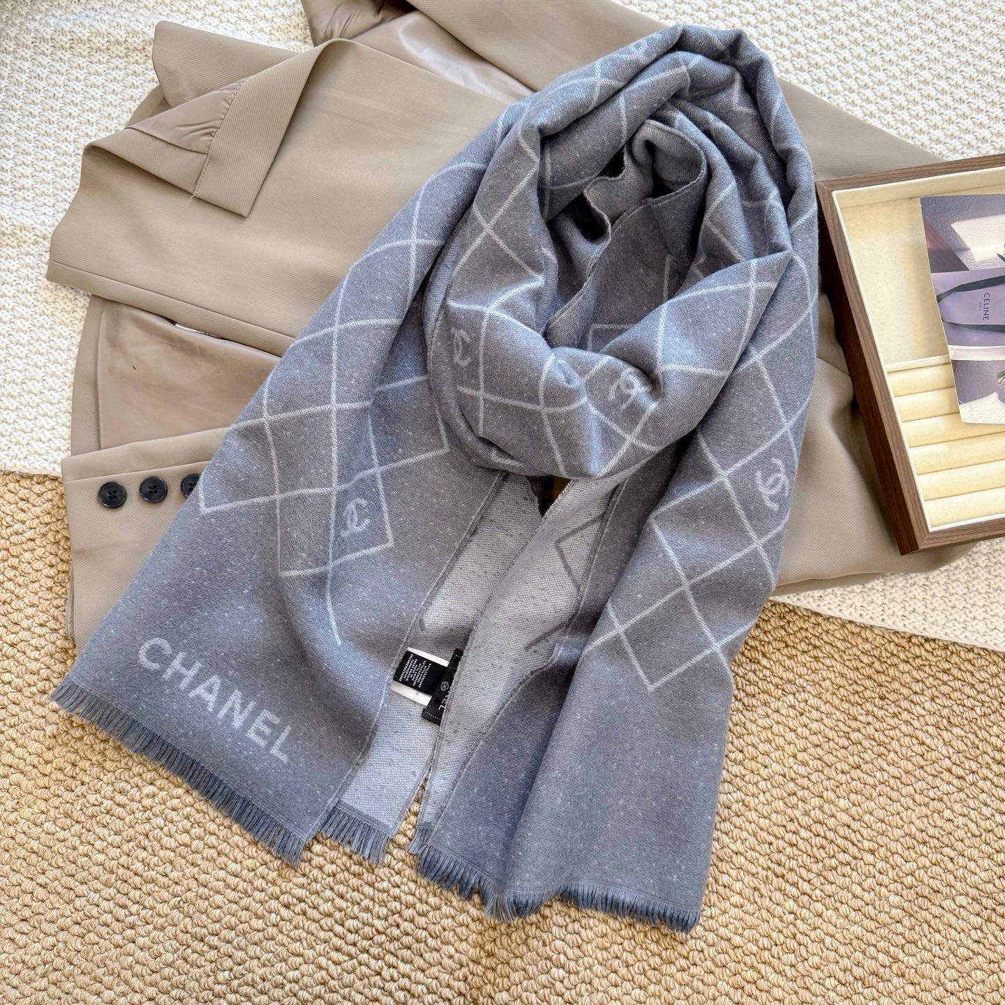 Classic diamond pattern jacquard scarf mysite