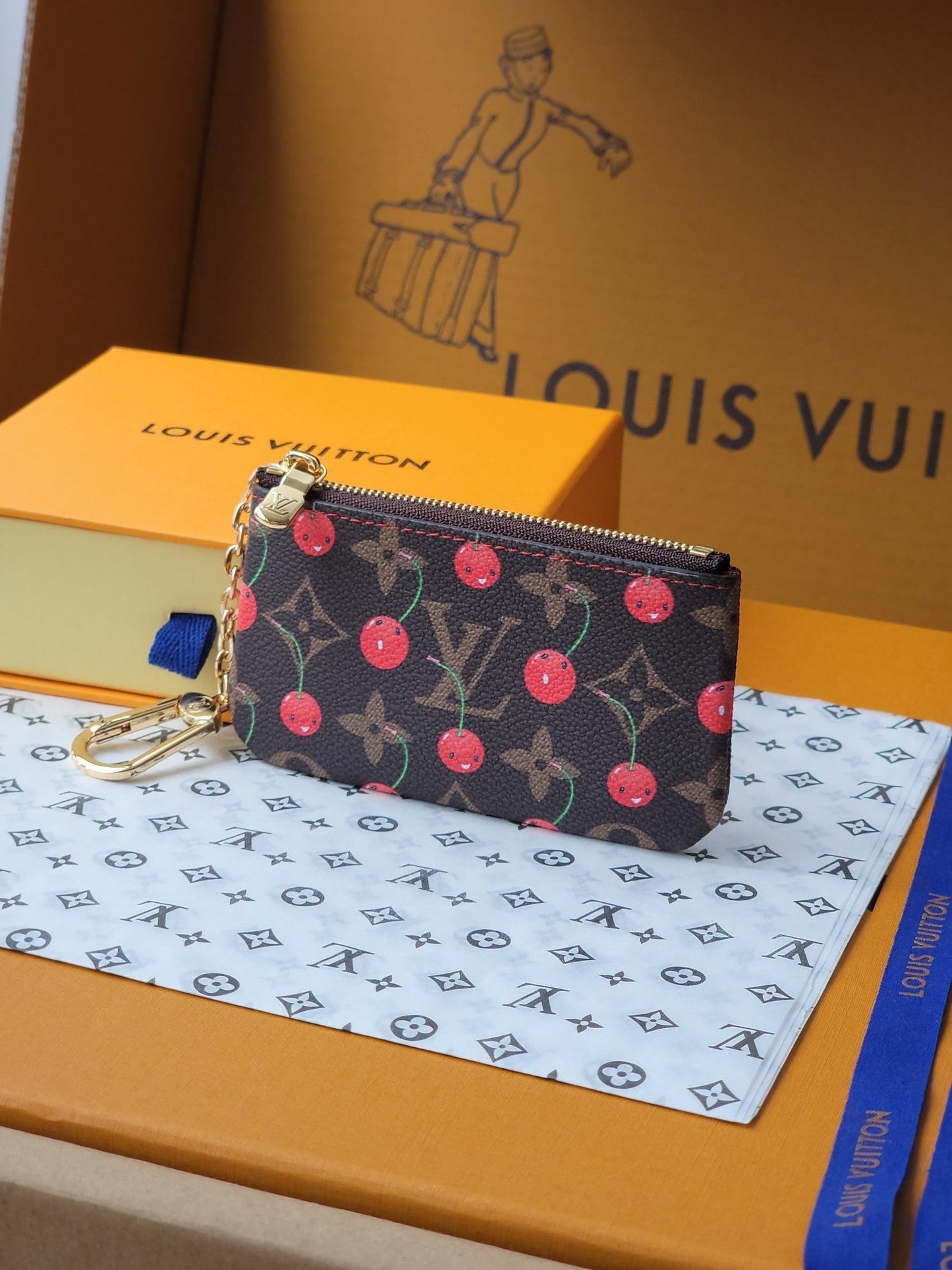 LV x TM Pochette Cre Coin Purse Brown Monogram Canvas With Cherry Motif mysite