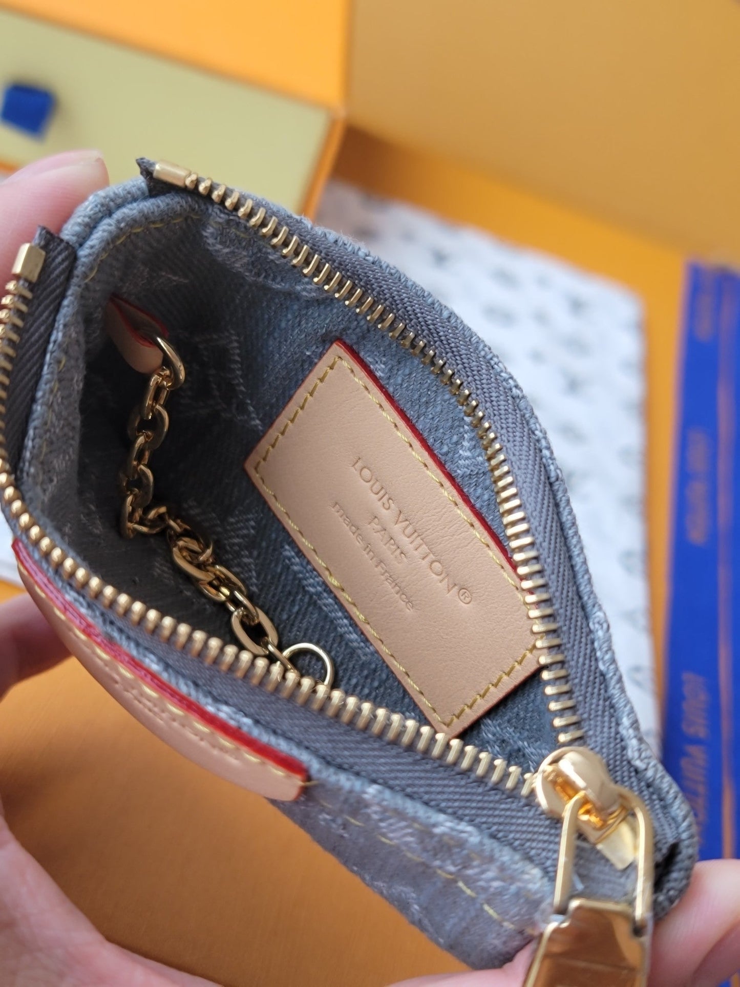 LV Key Pouch Grey Monogram Denim - Light GHW mysite