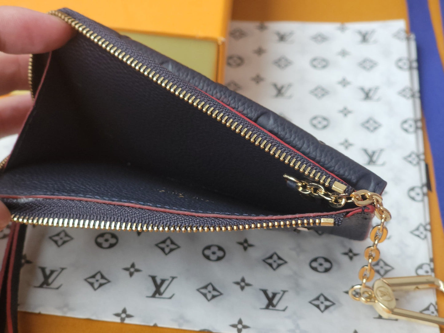 LV Card Holder Recto Verso With Red Border Black Monogram Empreinte Cowhide GHW mysite