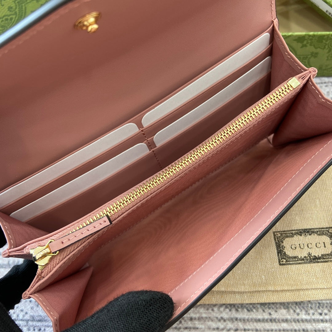 CONTINENTAL WALLET 19 IN PINK EMBOSSED CALFSKIN GOLD HARDWARE mysite