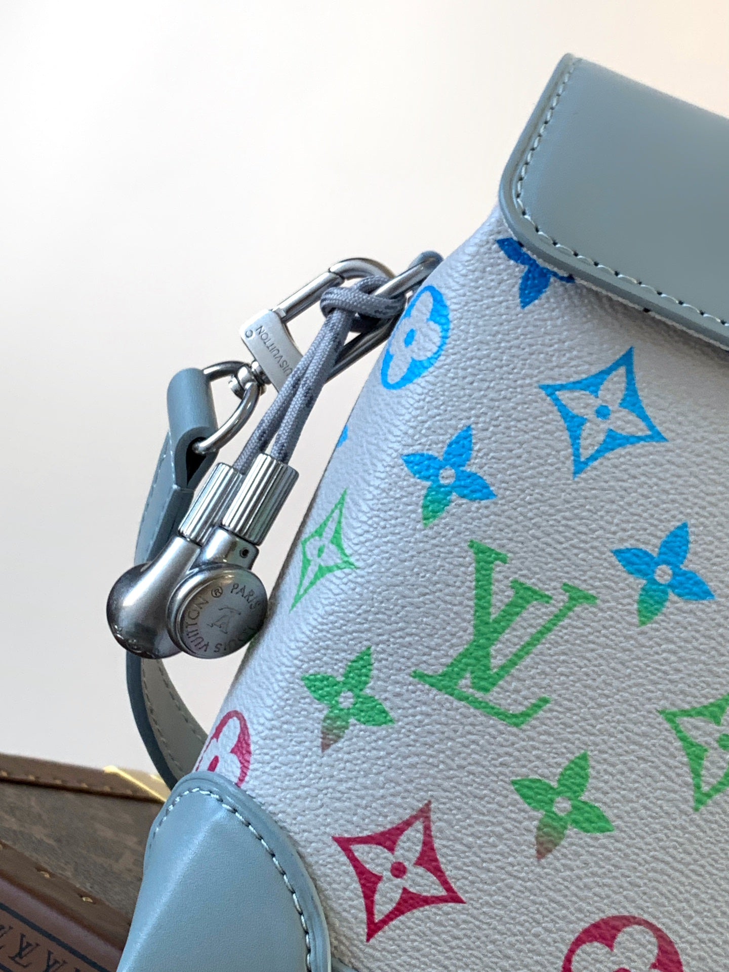 LV M13905 Nano Steamer Bag 15cm Solf Blue White Monogram Silver HW mysite