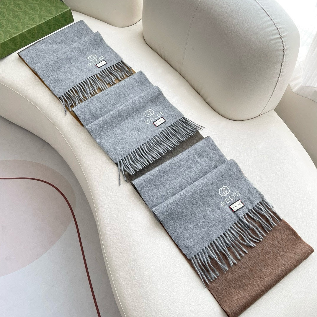 SCARF 190 CM IN PALE GRAY MIX SAND BEIGE CASHMERE AND WOOL 399762 mysite