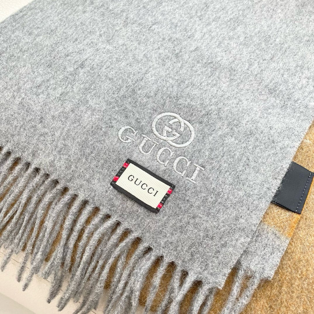 SCARF 190 CM IN DOVE GRAY MIX TORTILLA BROWN CASHMERE AND WOOL 399763 mysite