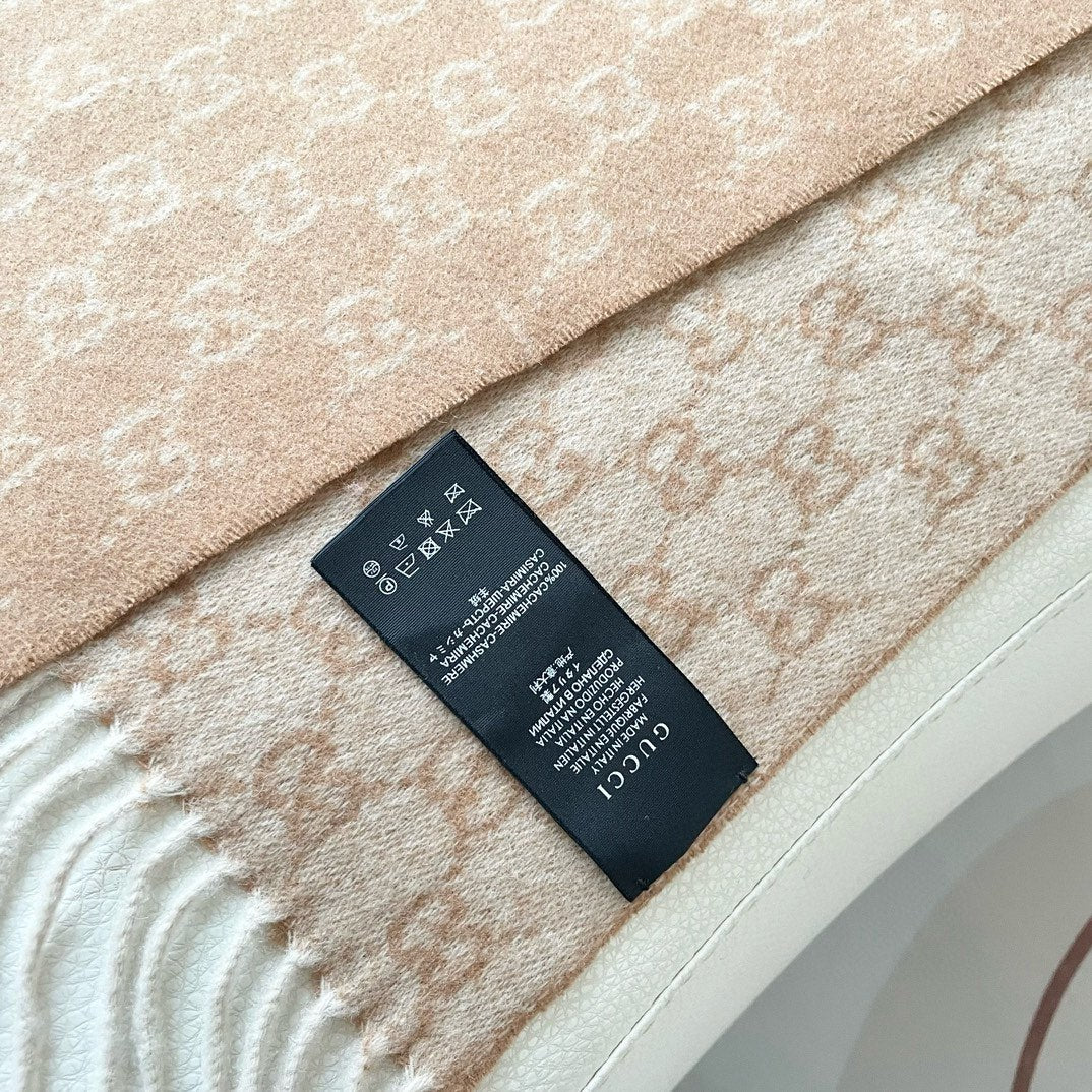 SCARF 200 CM IN PEANUT BROWN MONOGRAM CASHMERE 399766 mysite