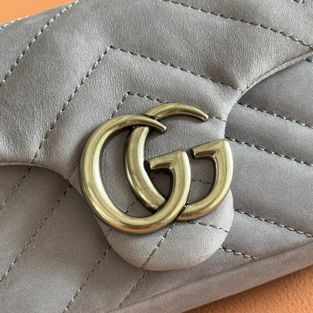 Gucci Marmont Bag 17 Gray Suede Gold Hardware 272092 mysite