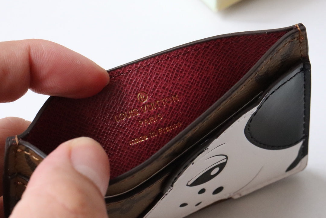 LV x SY Dog Card Holder Brown Red Monogram Canvas 204658 mysite
