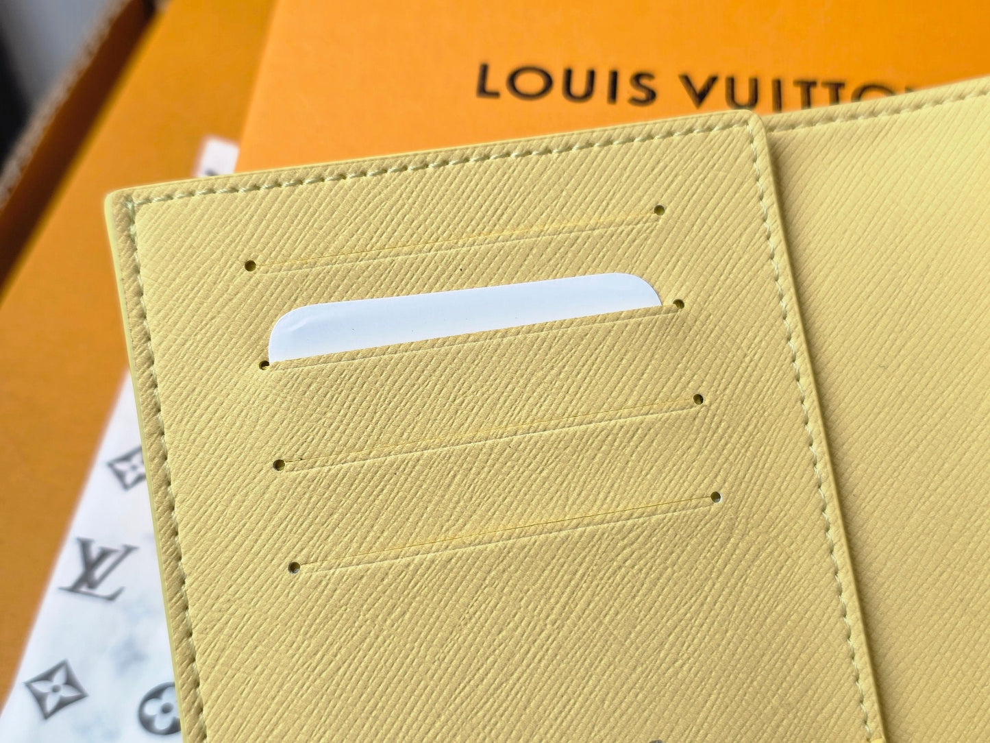 LV M14770 Passport Cover Gray Yellow Monogram Glow Canvas & Cowhide mysite