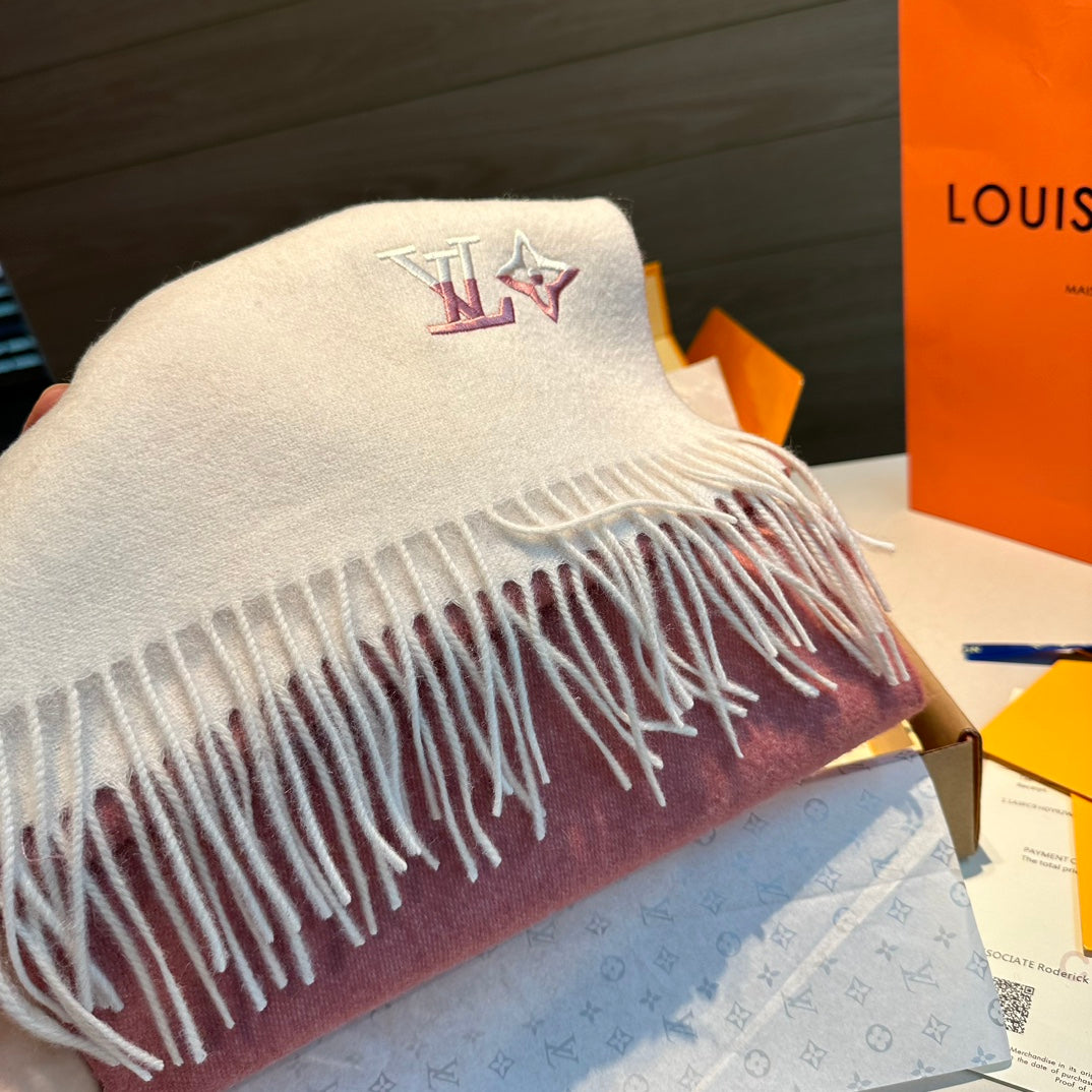 SCARF 185 CM IN BLUSH PINK MIX WHITE CASHMERE 390094 mysite