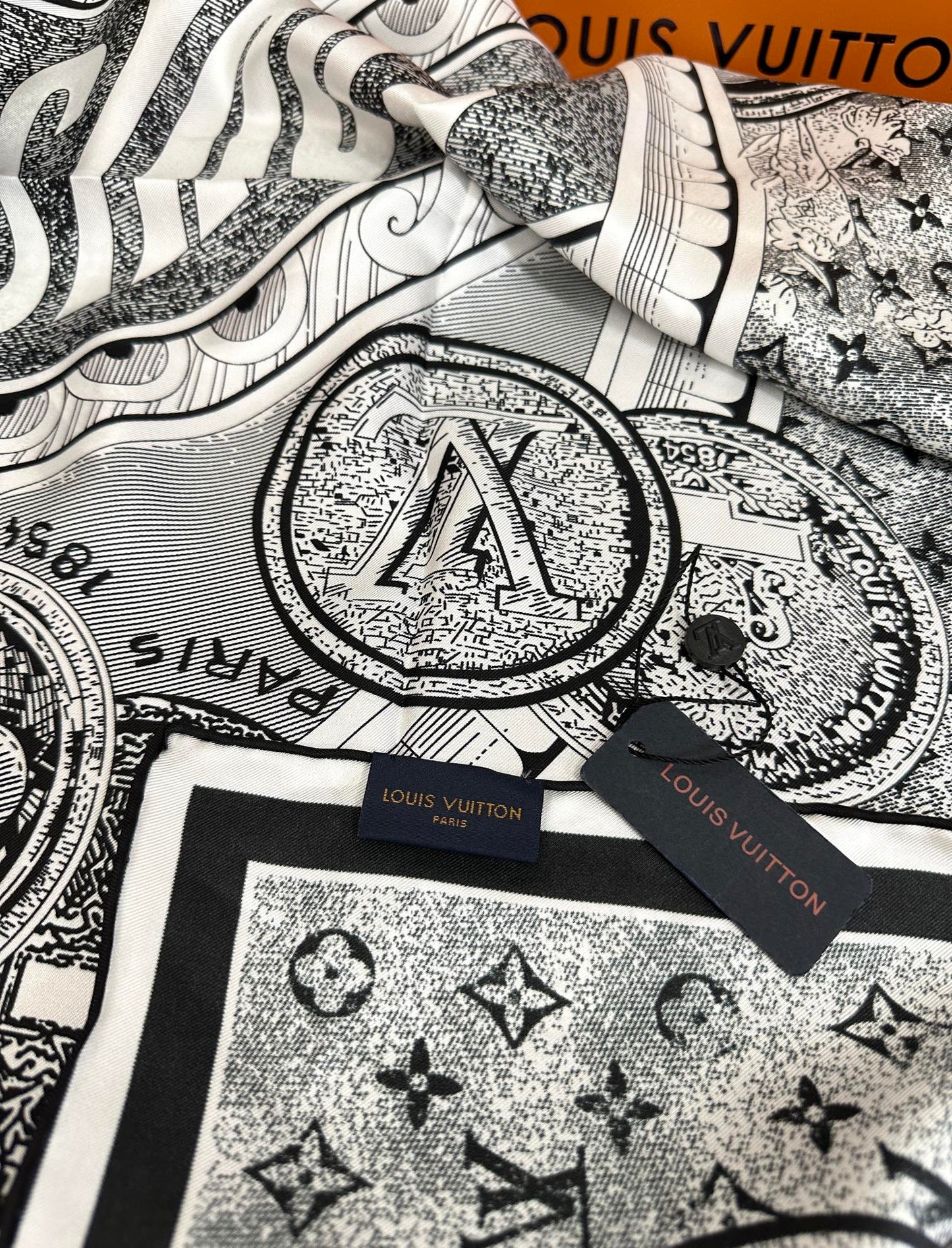 SQUARE SILK SCARF MALLES MERVEILLEUSES 90 CM BLACK MIX WHITE 399997 mysite