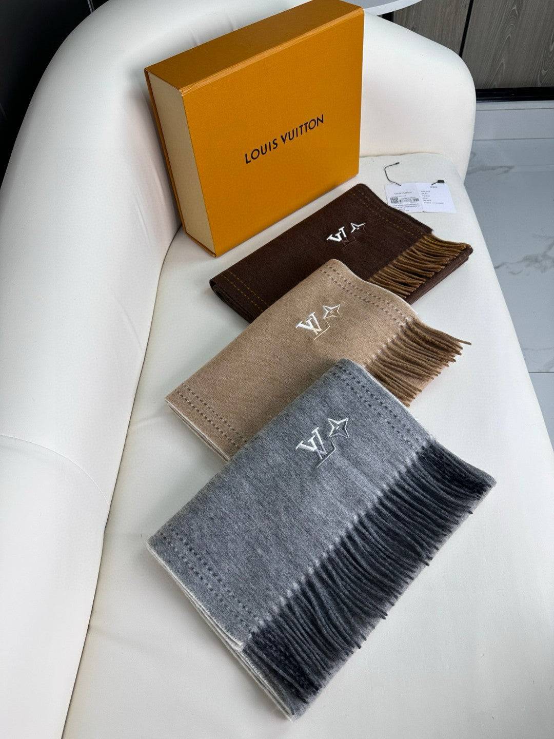 DUAL SCARF 180 CM IN CHOCOLATE BROWN CASHMERE 398376 mysite