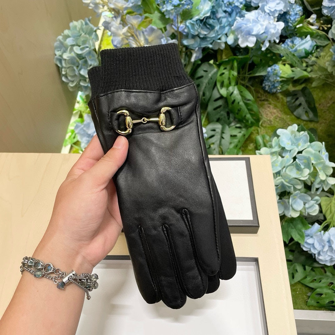 HORSEBIT GLOVES IN BLACK LAMBSKIN MIX WOOL 464975 mysite