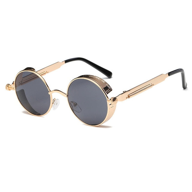 Metal Round Steampunk Sunglasses Men Women Fashion Glasses Brand Designer Retro Frame Vintage Sunglasses High Quality UV400 mysite