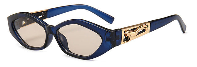 SHAUNA Diamond Sharp Fashion Metal Jumping Cheetah Decoration Fashion Women Small Cat Eye Sunglasses mysite
