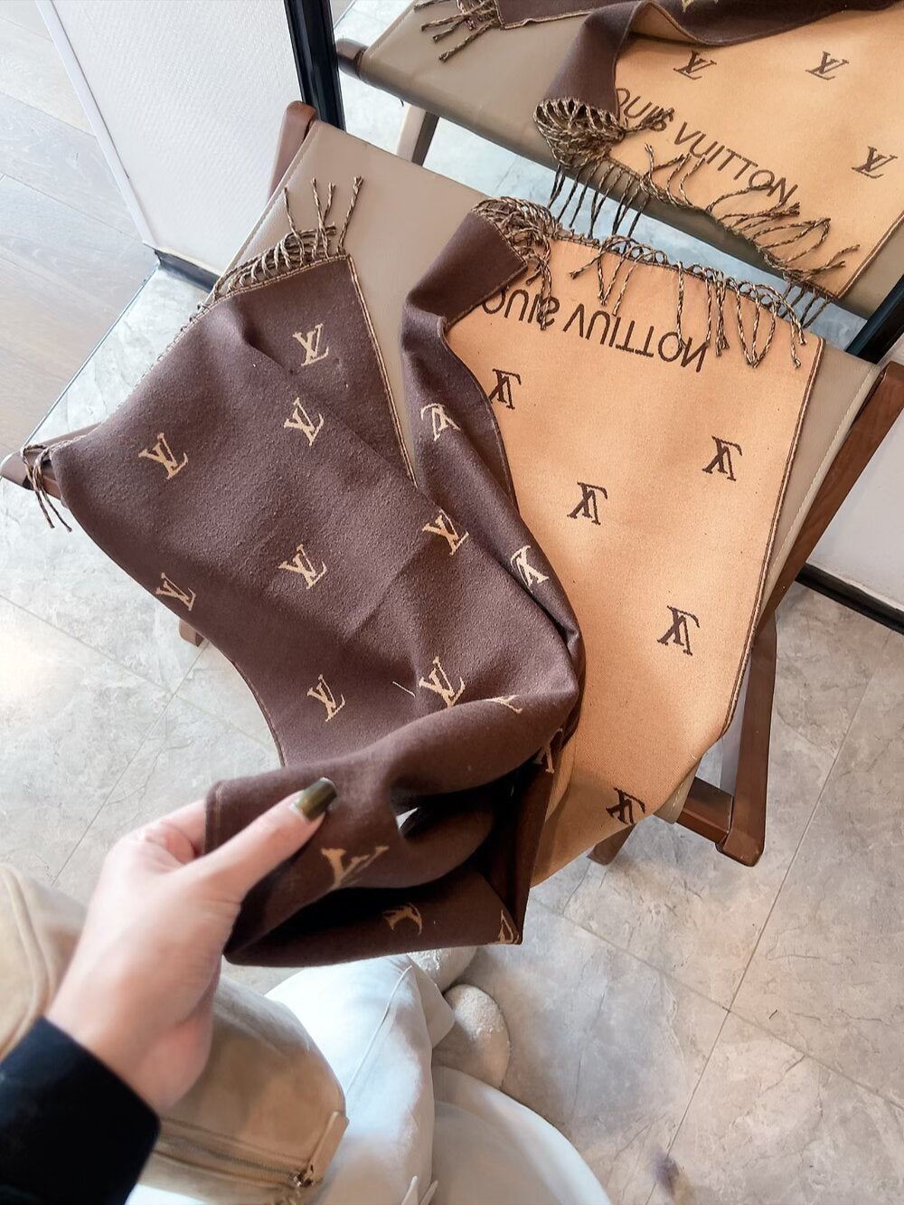 Double-sided jacquard tassel scarf mysite