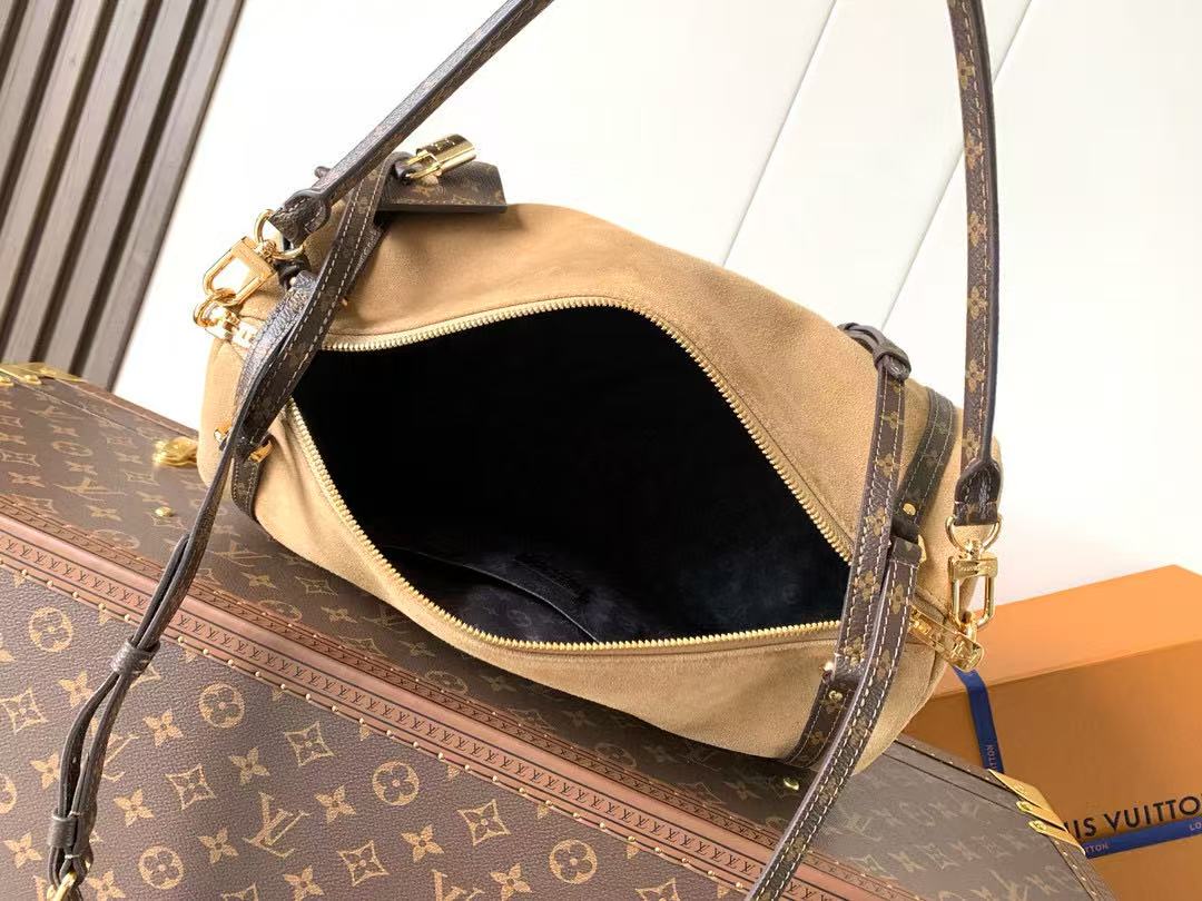 LV Express MM Bag 36cm Beige Suede Monogram Canvas GHW mysite